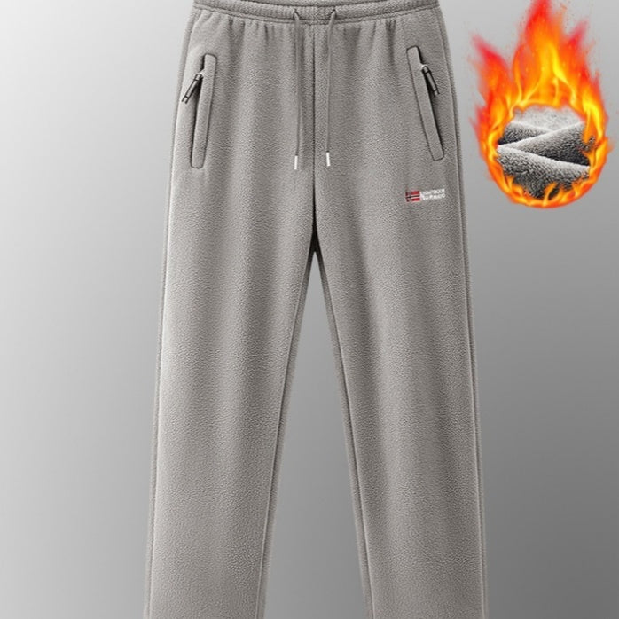 Men New AutumnWinter Fleece Lined Padded Norwegian Style Thermal Pants In American And European Sizes