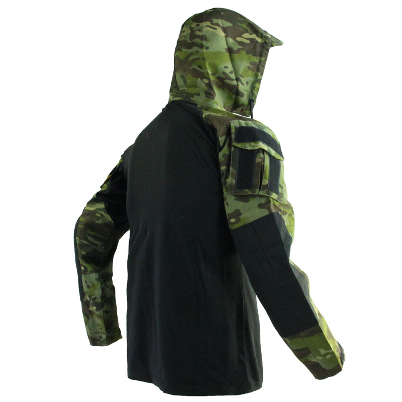Detachable Hood With Zipper, CTP-style Long-sleeve Tactical Top