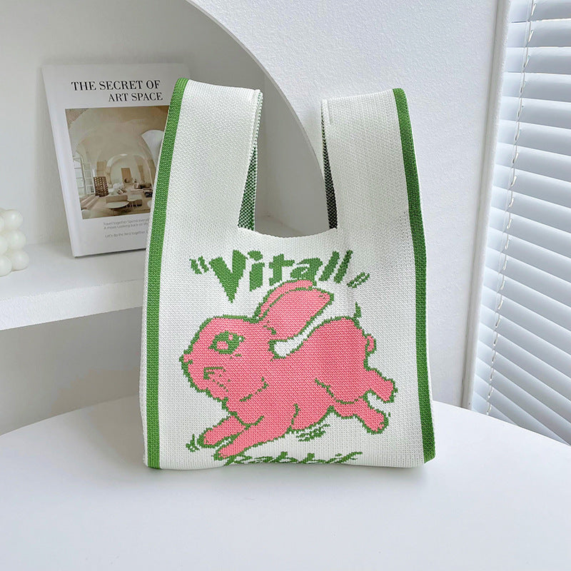 Rabbit Knitted Shoulder Bag Large Capacity Tote