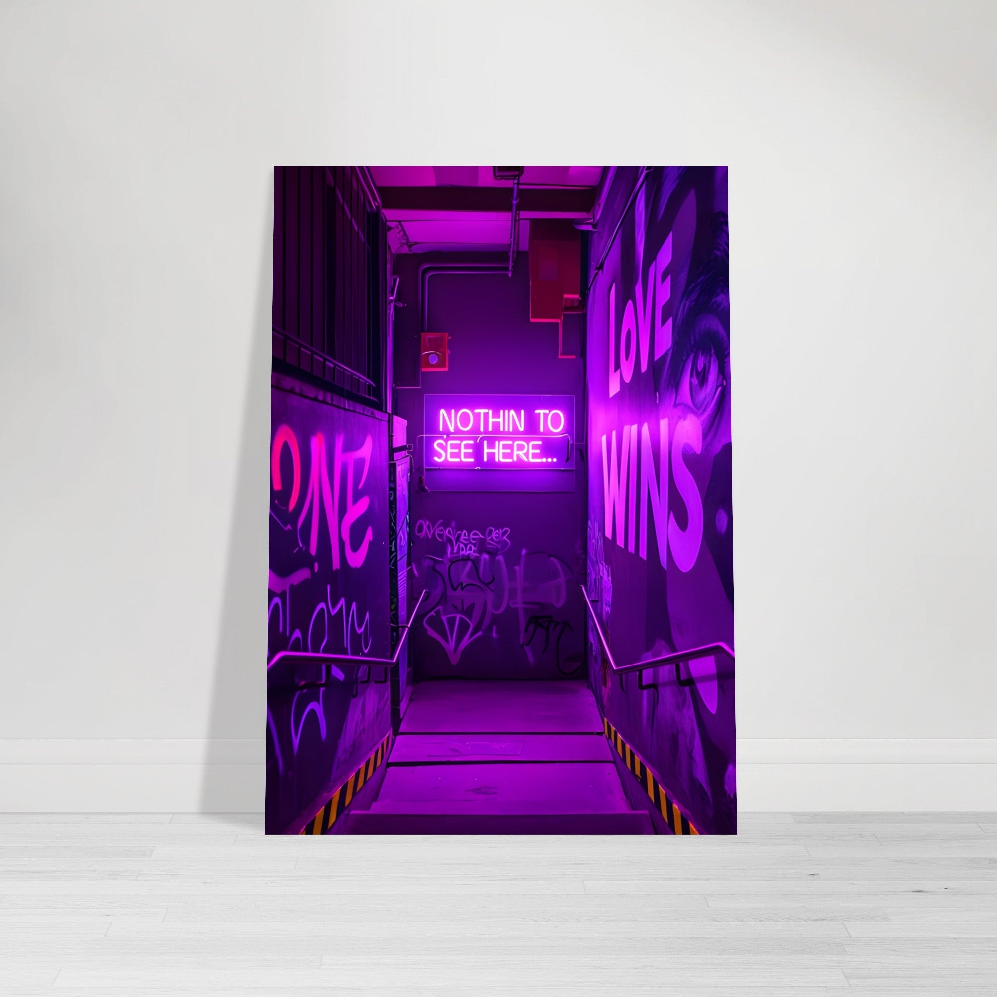 Neon Alleyway Graffiti Art Poster - Bold Urban Wall Art for Modern Spaces