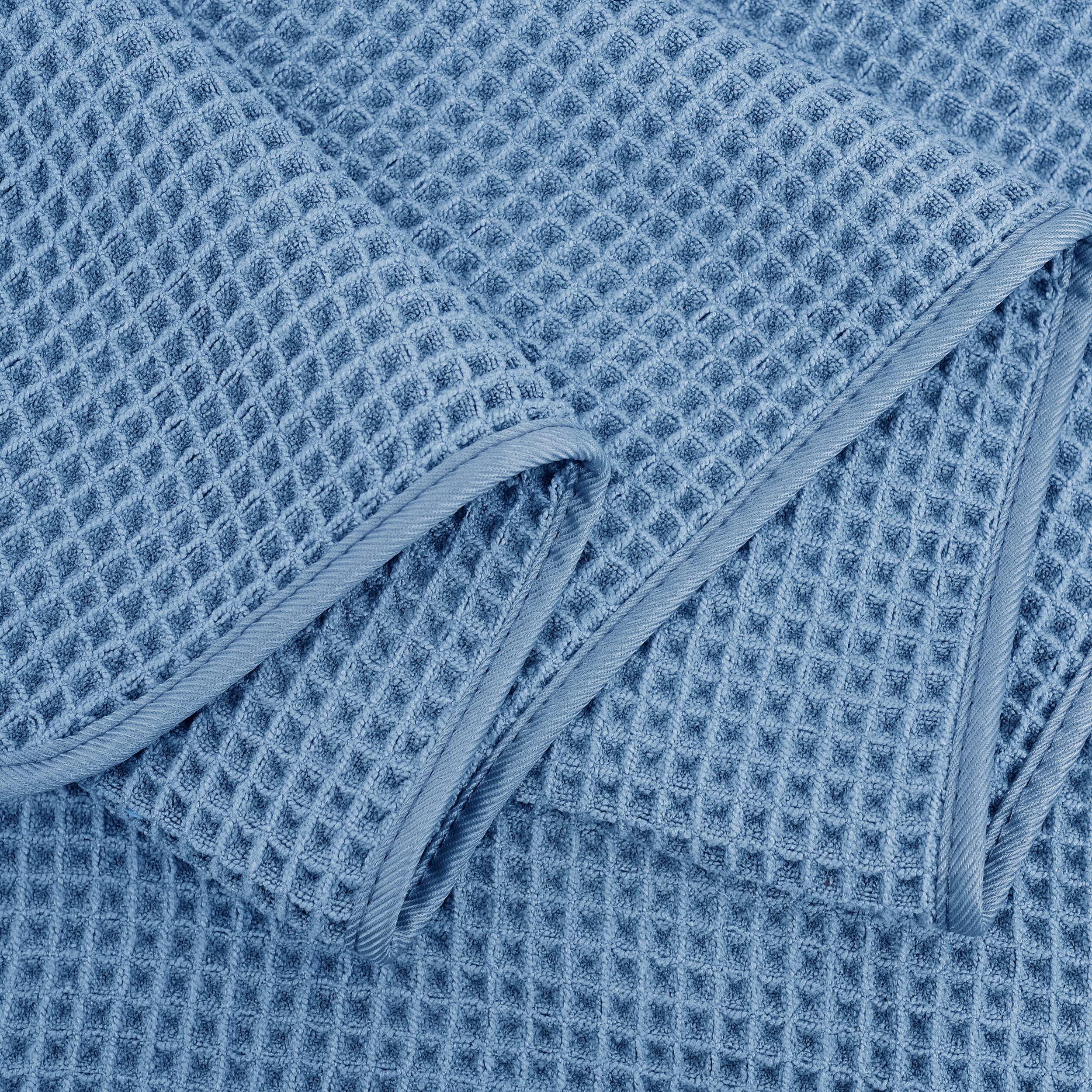 POLYTE Microfibre Oversize Quick Dry Lint Free Bath Towel, 152 x 76 cm, 4 Pack (Blue, Waffle Weave)