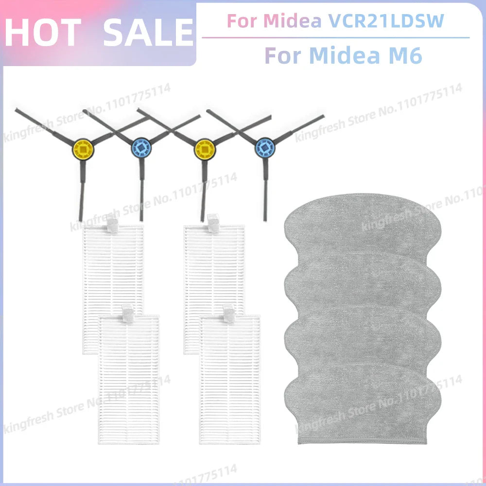 Fit For Midea VCR21LDSW / Midea M6 / Eureka NER600 Robot Vacuum Parts Main Roller Side Brush Hepa Filter Mop Cloth Accessories