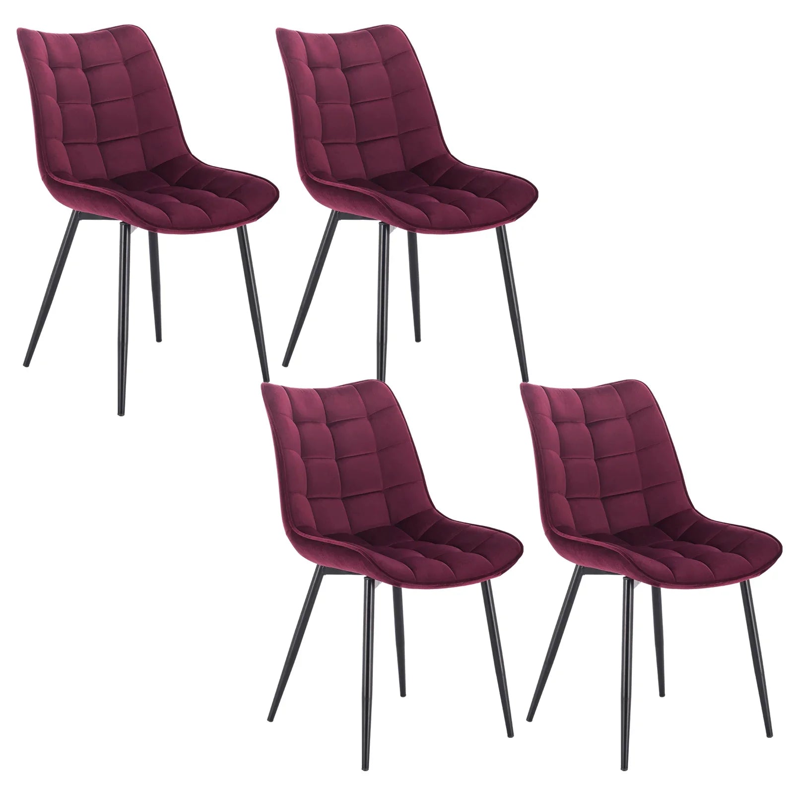 4PCs/Set Faux Leather/Fabric/Velvet/Linen Kitchen Chair Dining Chairs Stable Metal Legs Upholstered Seat Kitchen Furniture