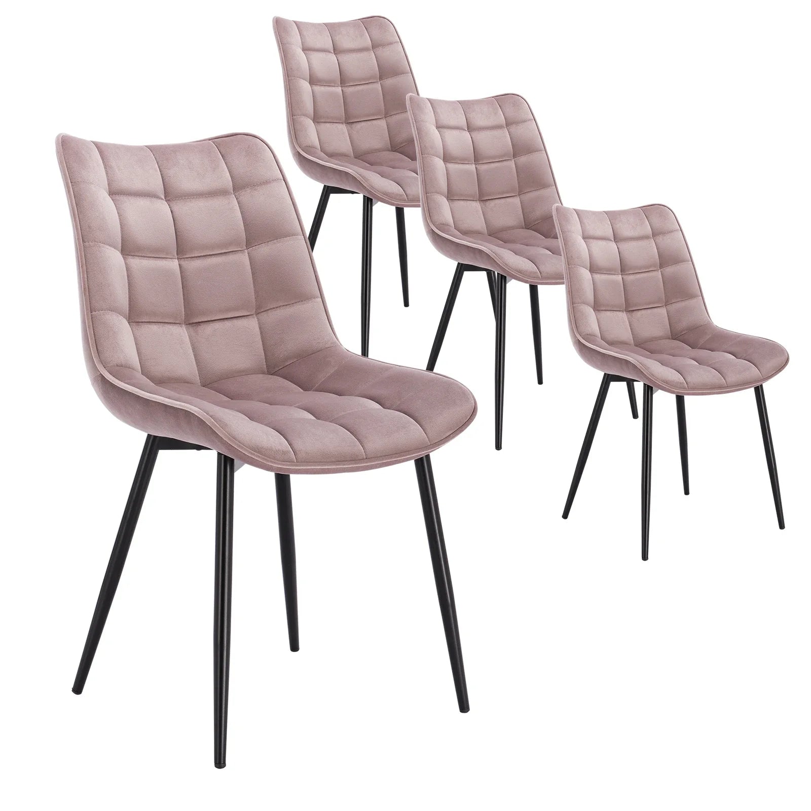 4PCs/Set Faux Leather/Fabric/Velvet/Linen Kitchen Chair Dining Chairs Stable Metal Legs Upholstered Seat Kitchen Furniture