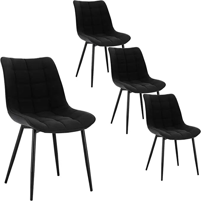 4PCs/Set Faux Leather/Fabric/Velvet/Linen Kitchen Chair Dining Chairs Stable Metal Legs Upholstered Seat Kitchen Furniture