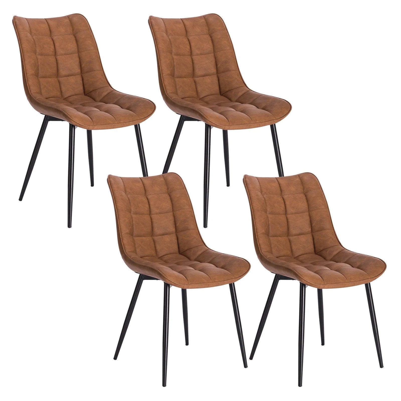 4PCs/Set Faux Leather/Fabric/Velvet/Linen Kitchen Chair Dining Chairs Stable Metal Legs Upholstered Seat Kitchen Furniture