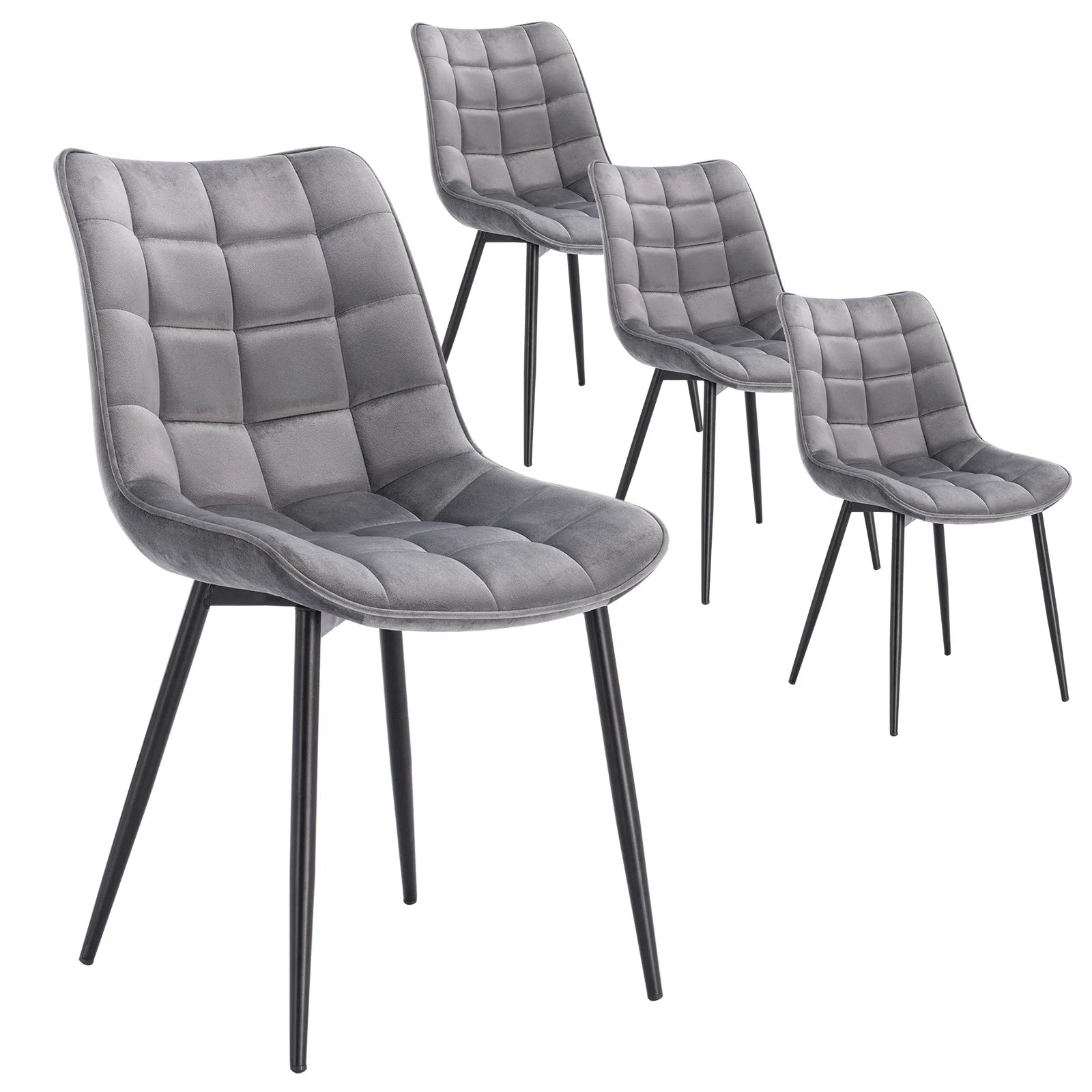 4PCs/Set Faux Leather/Fabric/Velvet/Linen Kitchen Chair Dining Chairs Stable Metal Legs Upholstered Seat Kitchen Furniture