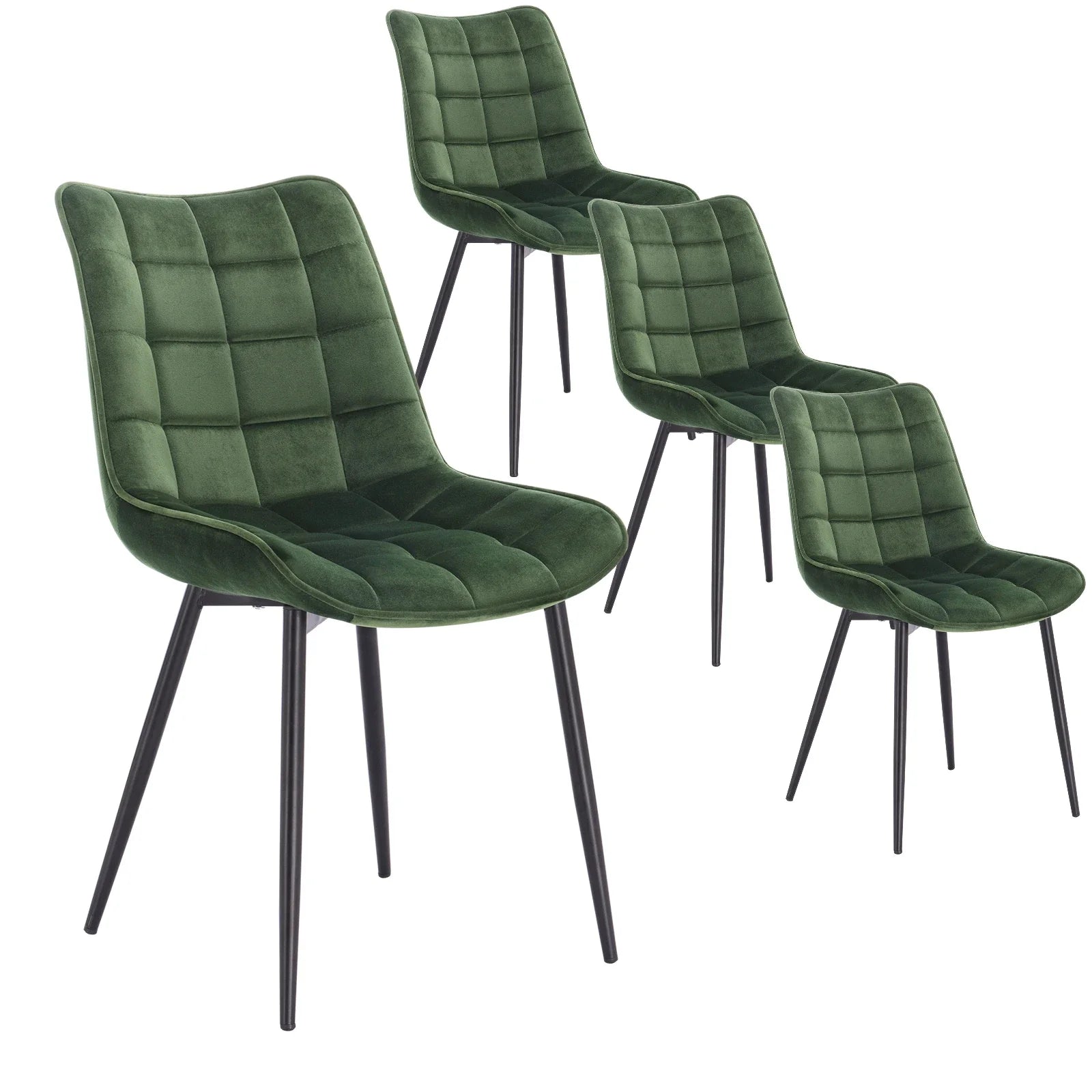 4PCs/Set Faux Leather/Fabric/Velvet/Linen Kitchen Chair Dining Chairs Stable Metal Legs Upholstered Seat Kitchen Furniture