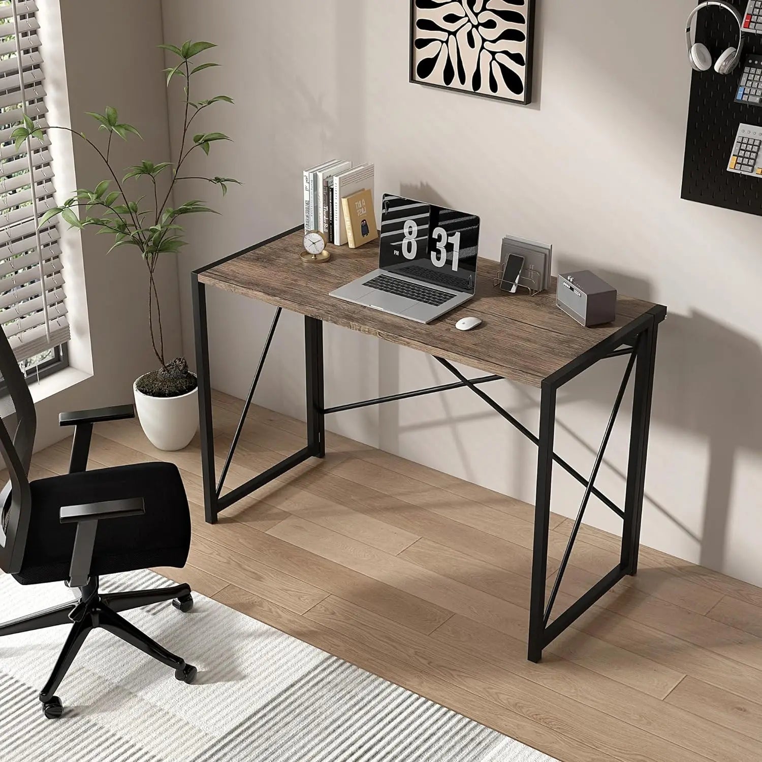 mcc direct Folding Desk Workstation Foldable Computer Desk for Office Home Study Writing Table No Assembly Miami-80cm