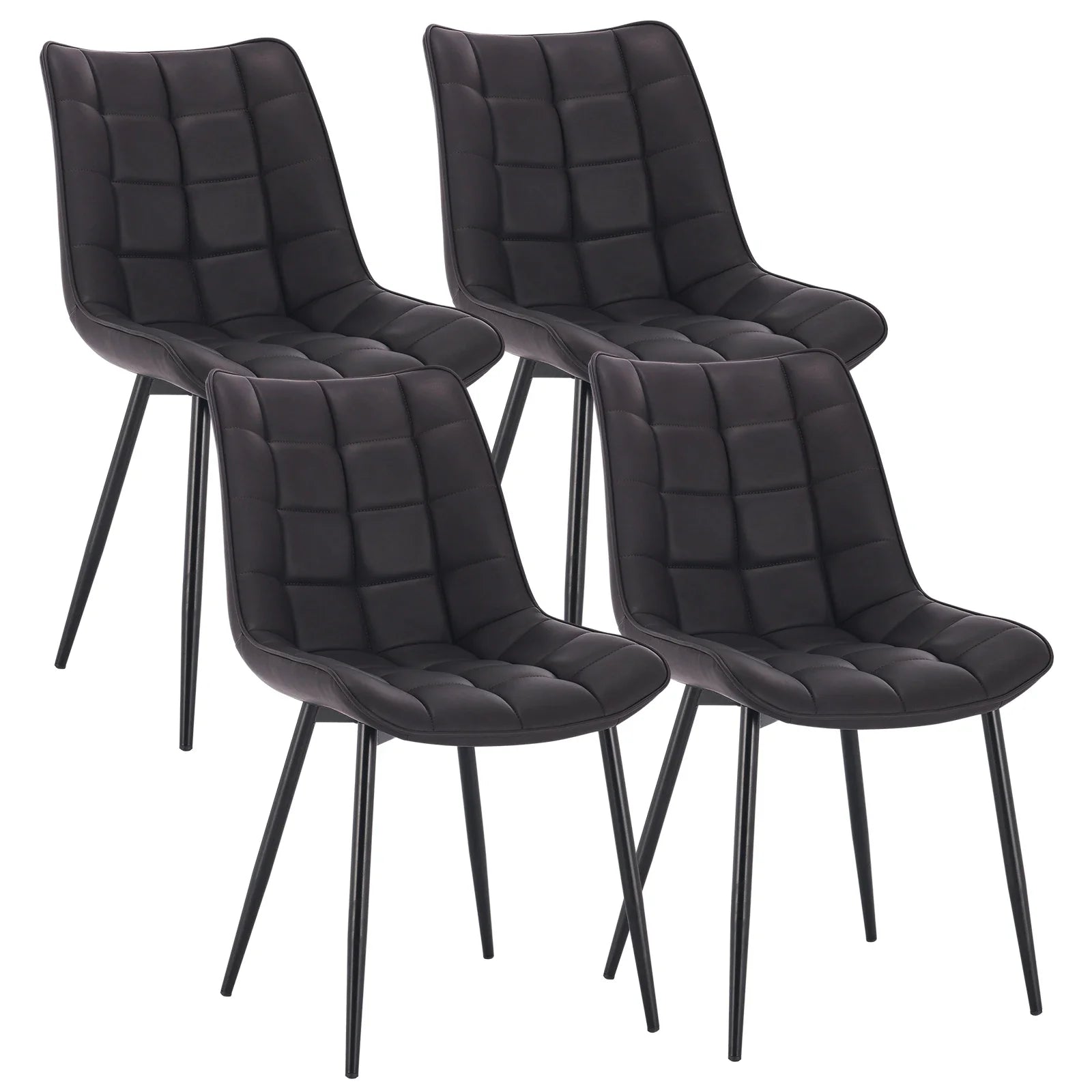 4PCs/Set Faux Leather/Fabric/Velvet/Linen Kitchen Chair Dining Chairs Stable Metal Legs Upholstered Seat Kitchen Furniture