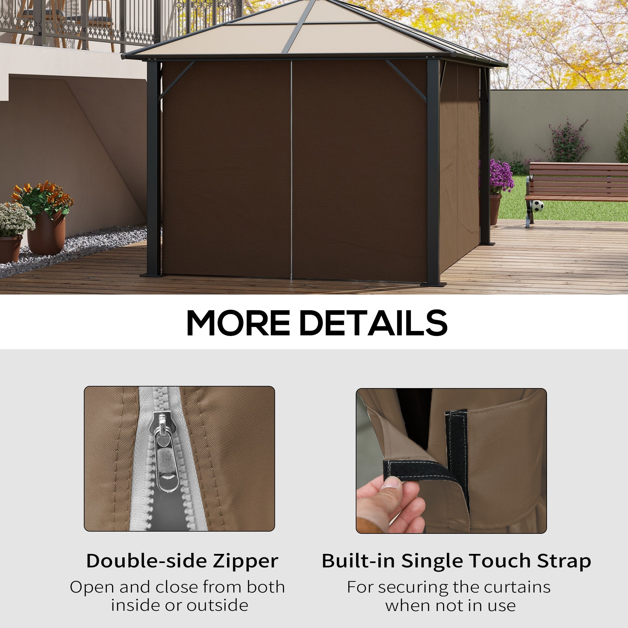 Outsunny 3 x 4(m) Universal Gazebo Replacement Sidewall Set, 4 Panels, Brown
