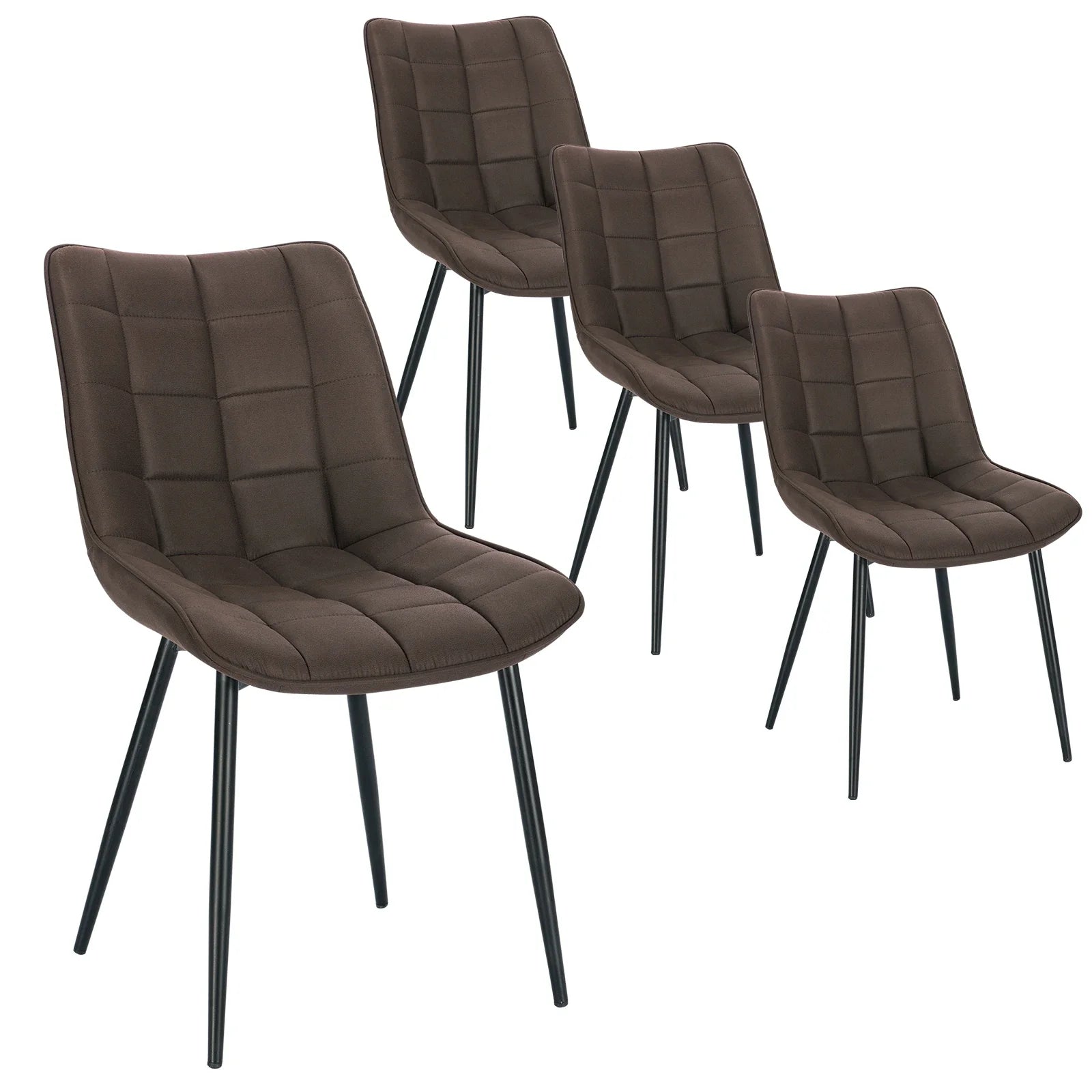 4PCs/Set Faux Leather/Fabric/Velvet/Linen Kitchen Chair Dining Chairs Stable Metal Legs Upholstered Seat Kitchen Furniture