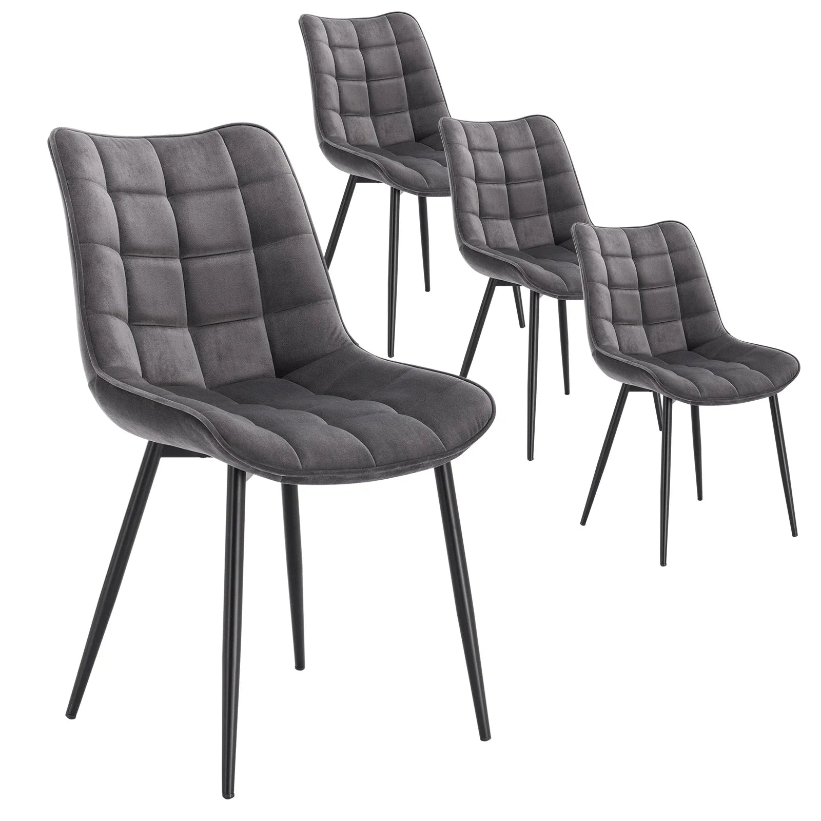 4PCs/Set Faux Leather/Fabric/Velvet/Linen Kitchen Chair Dining Chairs Stable Metal Legs Upholstered Seat Kitchen Furniture