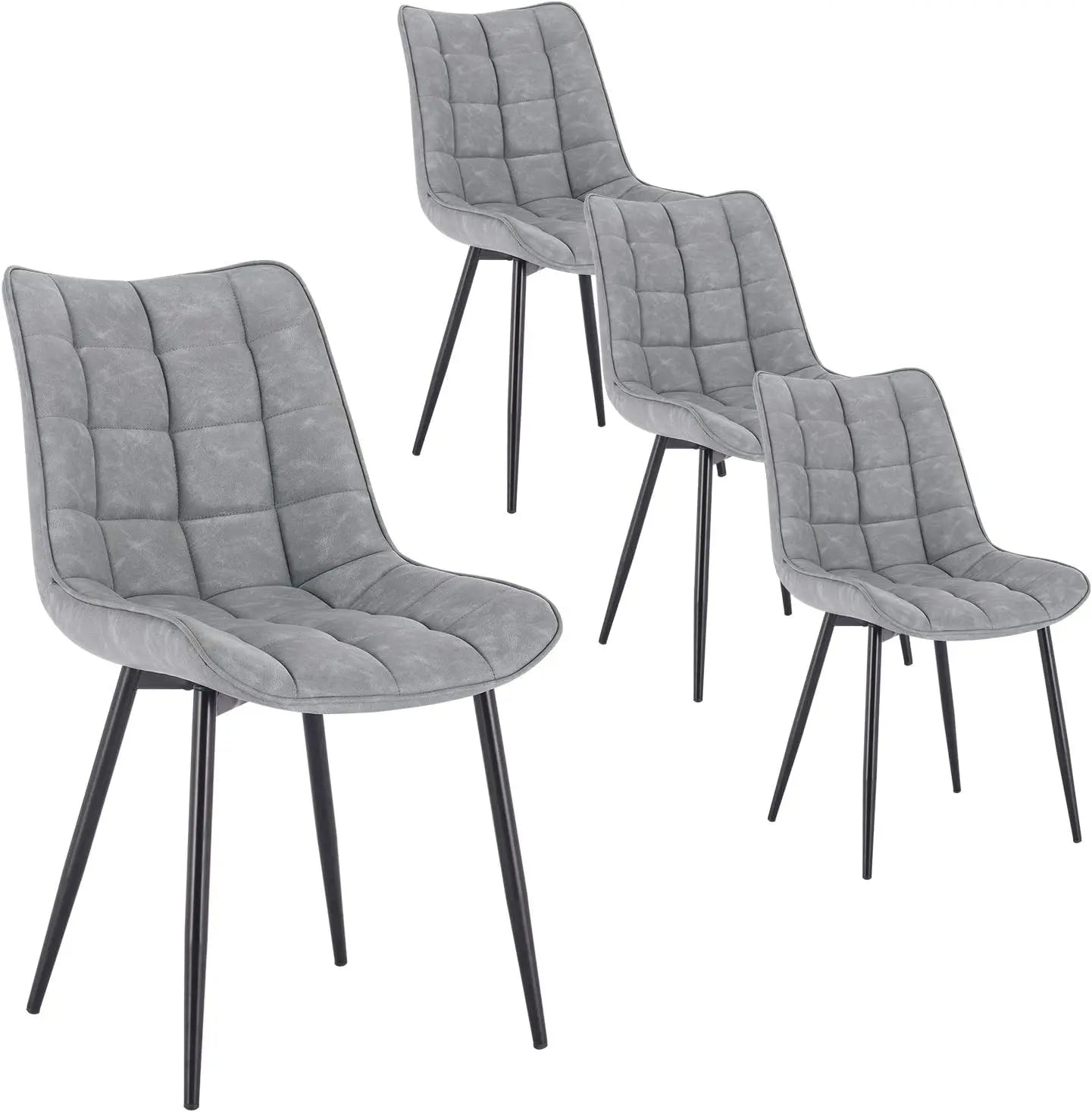 4PCs/Set Faux Leather/Fabric/Velvet/Linen Kitchen Chair Dining Chairs Stable Metal Legs Upholstered Seat Kitchen Furniture