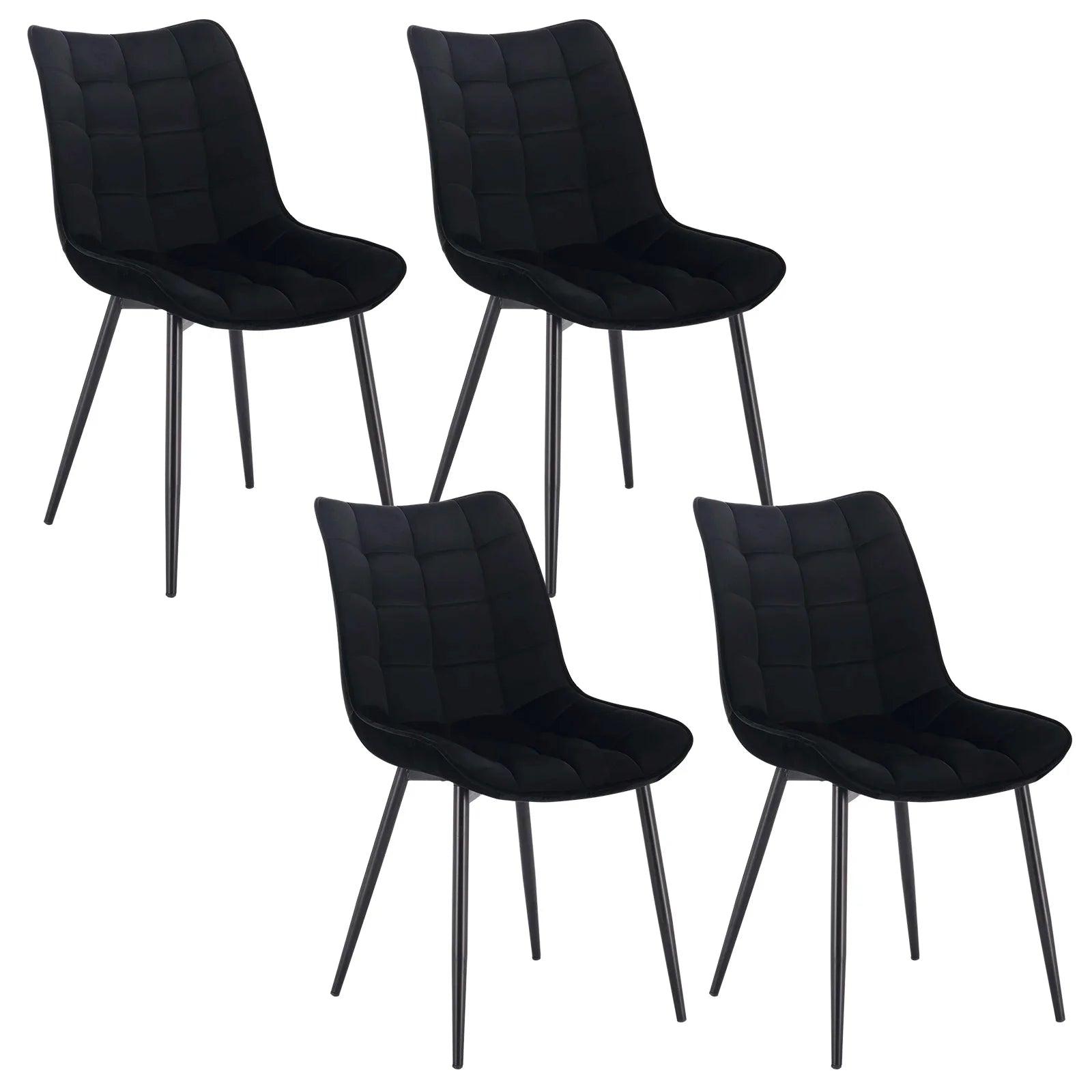 4PCs/Set Faux Leather/Fabric/Velvet/Linen Kitchen Chair Dining Chairs Stable Metal Legs Upholstered Seat Kitchen Furniture