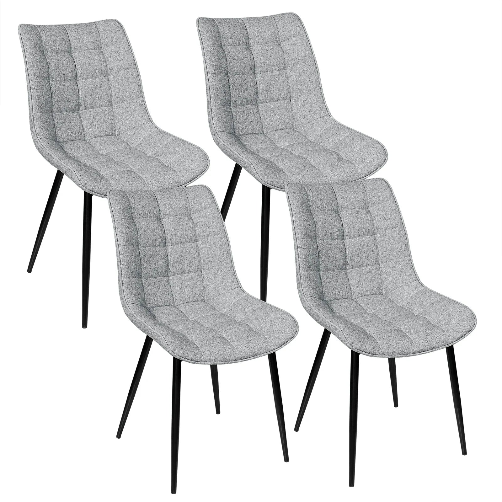 4PCs/Set Faux Leather/Fabric/Velvet/Linen Kitchen Chair Dining Chairs Stable Metal Legs Upholstered Seat Kitchen Furniture