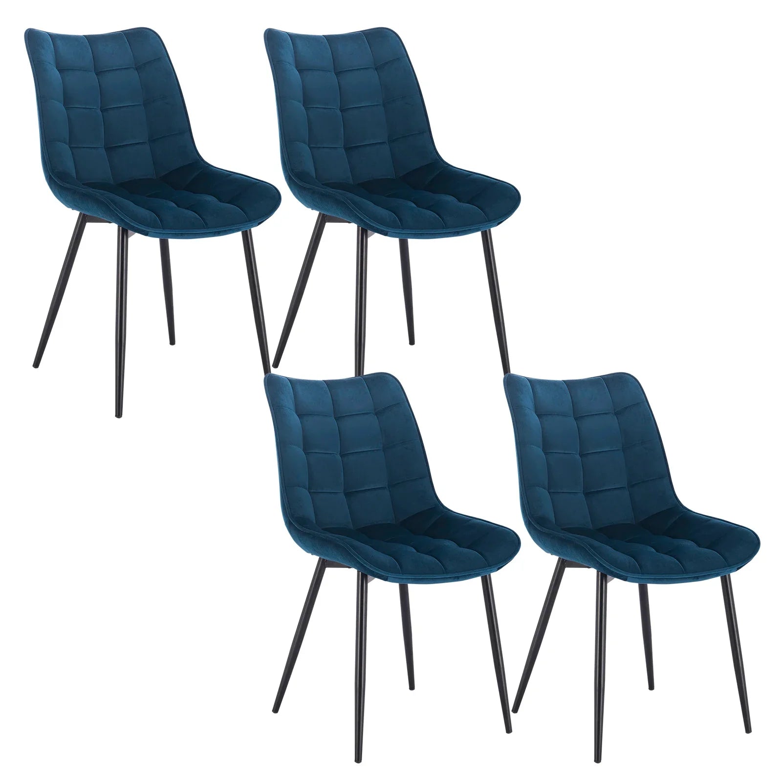 4PCs/Set Faux Leather/Fabric/Velvet/Linen Kitchen Chair Dining Chairs Stable Metal Legs Upholstered Seat Kitchen Furniture