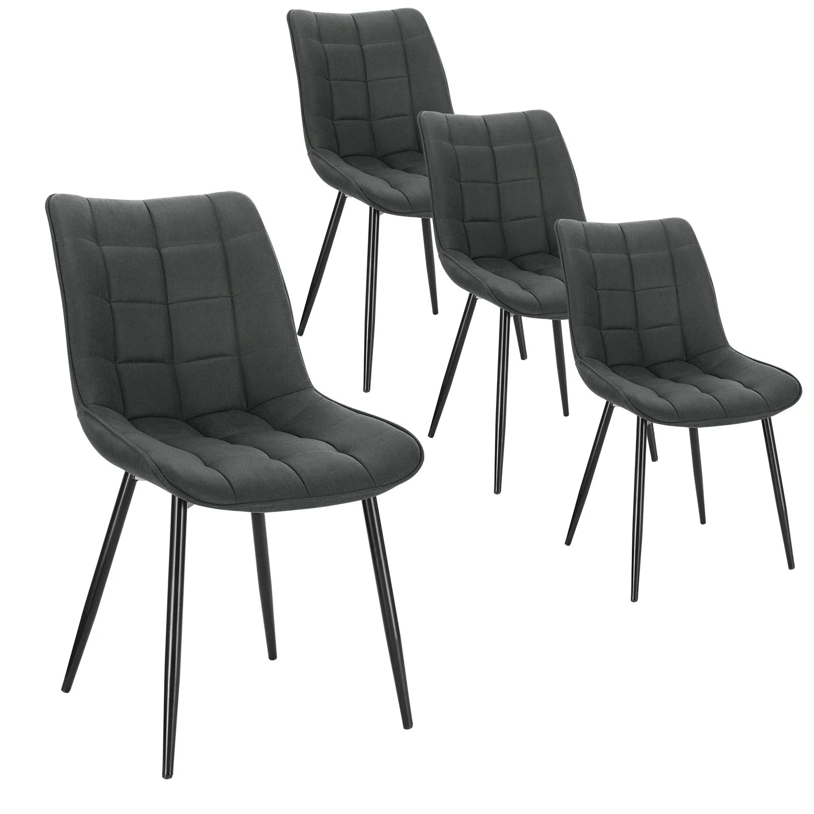 4PCs/Set Faux Leather/Fabric/Velvet/Linen Kitchen Chair Dining Chairs Stable Metal Legs Upholstered Seat Kitchen Furniture