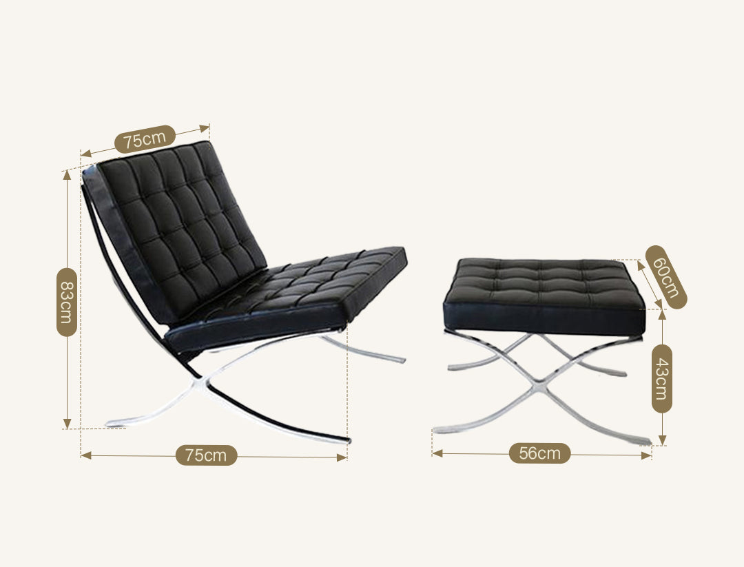 Barcelona Chair And Ottoman, White Leather