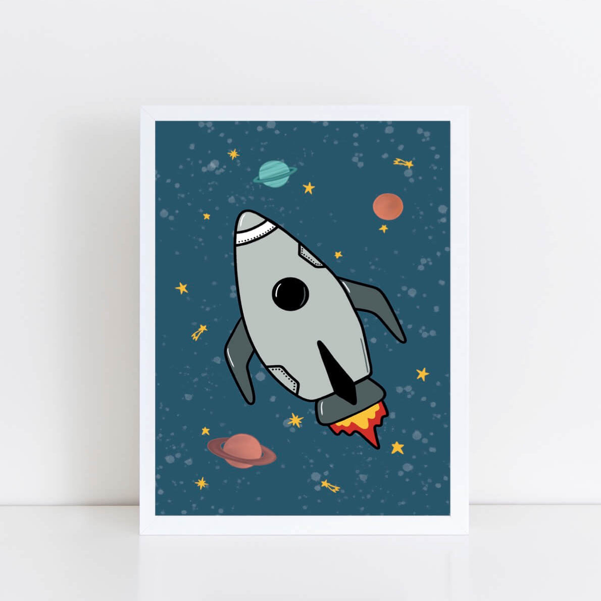 Space Rocket 1 print - blue background