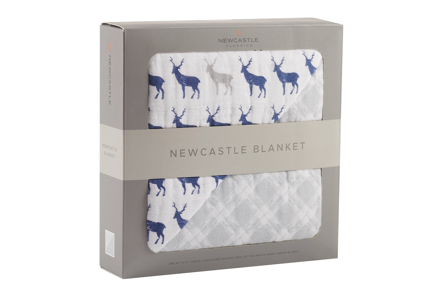 Blue Deer & Glacier Grey Plaid Newcastle Blanket