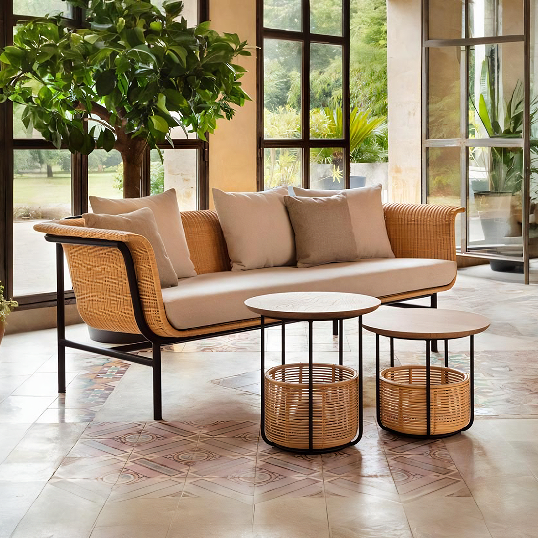 Budron Rattan Single Sofa, Two Seater, Indoor/ Outdoor Furniture