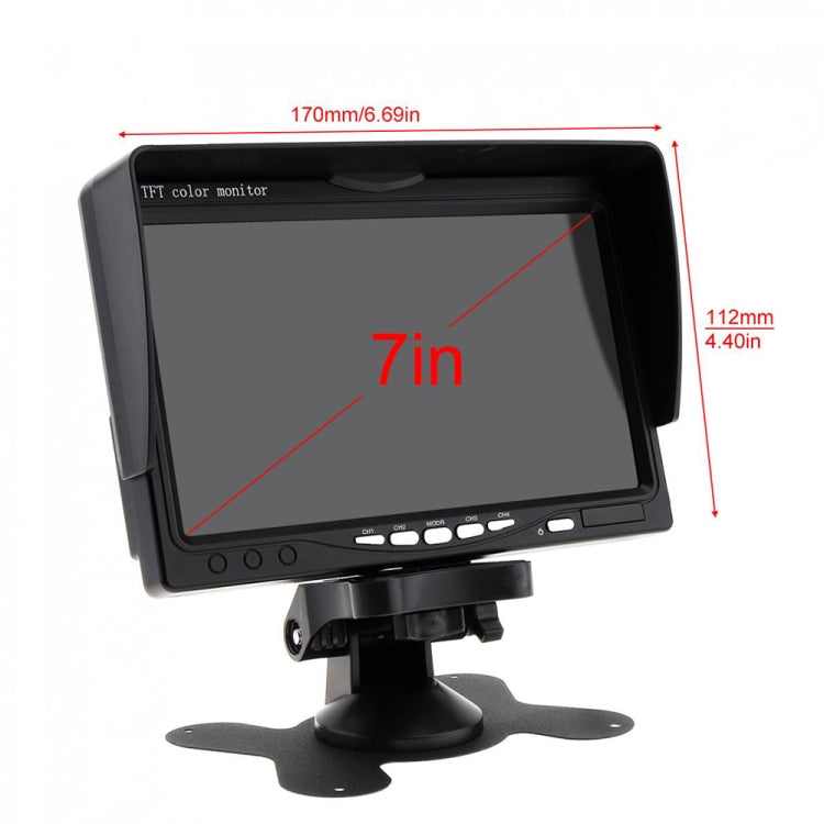 K0164 7 inch HD Car 18 IR Rear View Backup Four Cameras Rearview Monitor