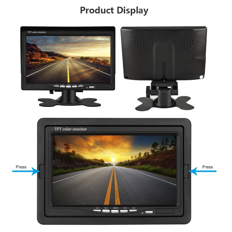 K0164 7 inch HD Car 18 IR Rear View Backup Four Cameras Rearview Monitor