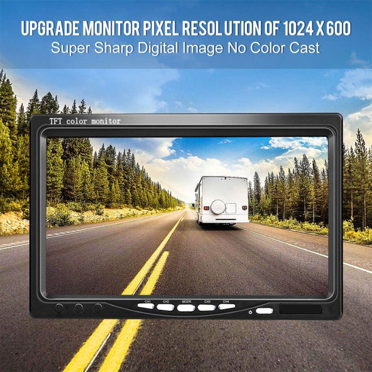 K0164 7 inch HD Car 18 IR Rear View Backup Four Cameras Rearview Monitor