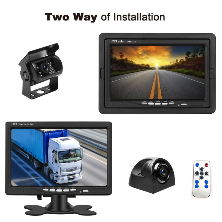 K0164 7 inch HD Car 18 IR Rear View Backup Four Cameras Rearview Monitor