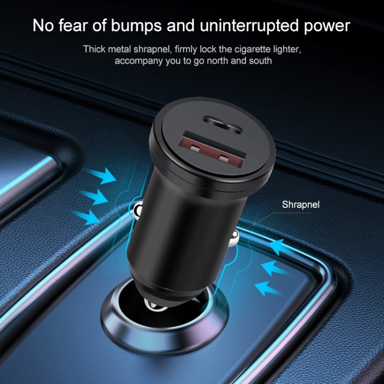 PD 20W USB-C / Type-C QC 3.0 USB Interface Fast Charging Car Charger (Black)