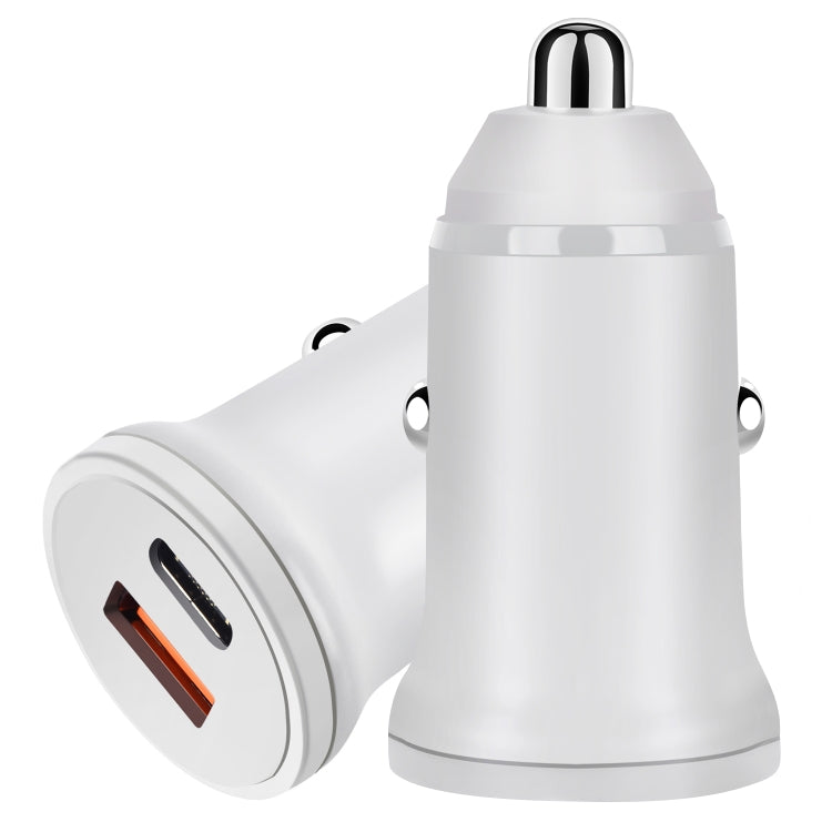PD 20W USB-C / Type-C QC 3.0 USB Interface Fast Charging Car Charger (White)