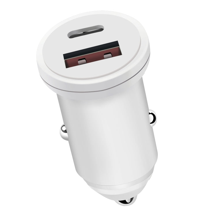 PD 20W USB-C / Type-C QC 3.0 USB Interface Fast Charging Car Charger (White)