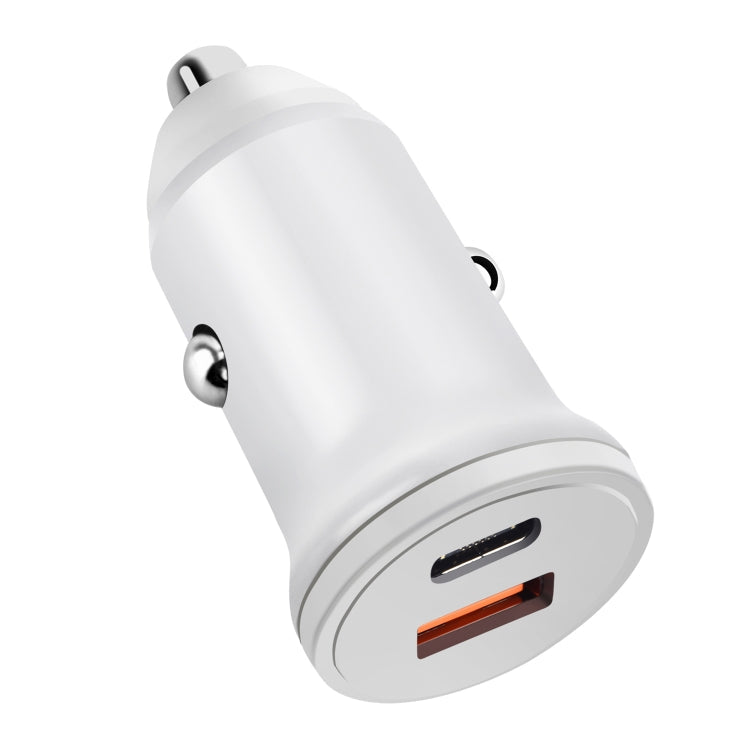PD 20W USB-C / Type-C QC 3.0 USB Interface Fast Charging Car Charger (White)