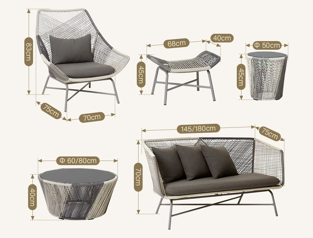 Carmean Rattan Chair and Footstool, Outdoor