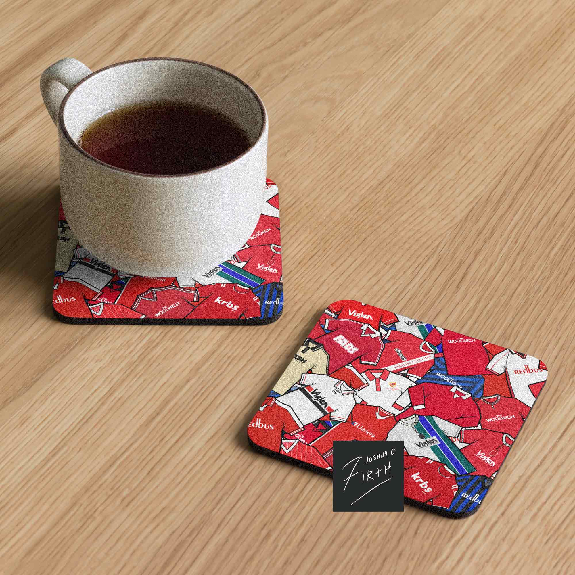 Charlton Collage Of Retro Shirts Football Coaster