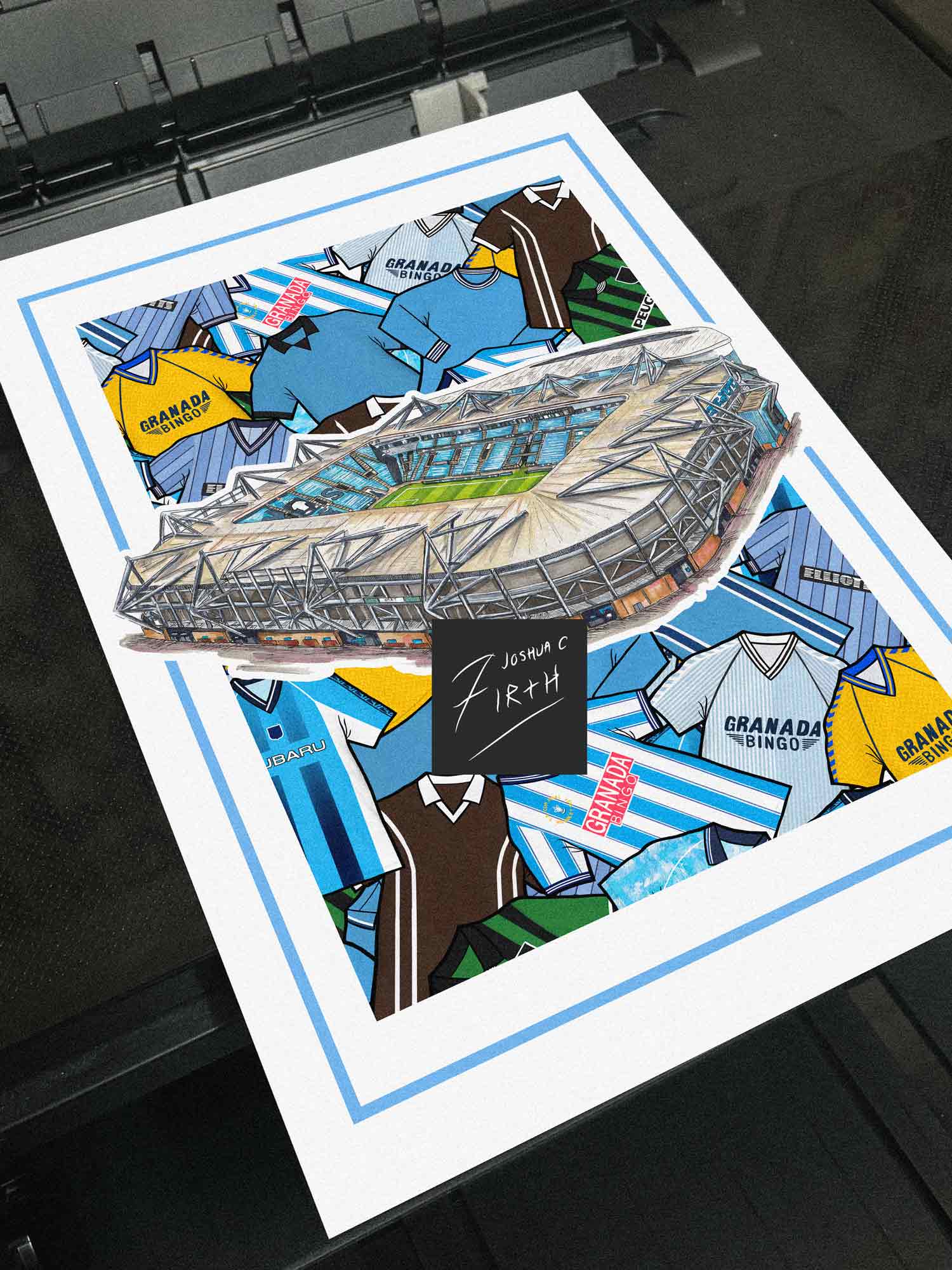 Coventry Kit Collage Retro Shirts & Stadium Football Print