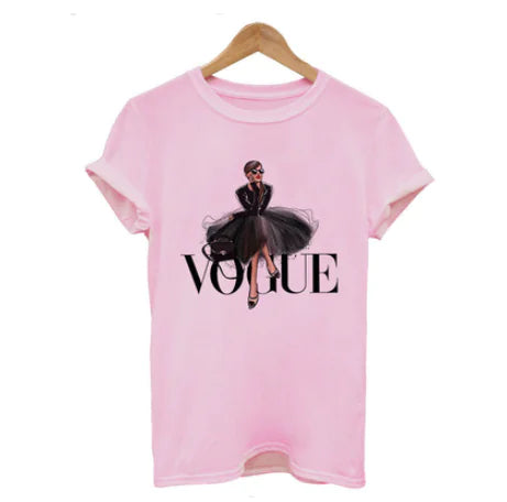 Women's Oversized Vogue T-Shirt - Luxe Cotton Blend, S to XXL, Chic Vogue Style