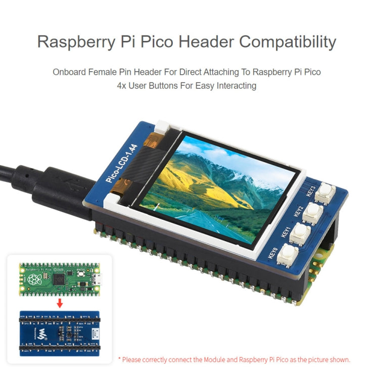 WAVESHARE 1.44 inch LCD 65K Colors 128 x 128 Display Module for Raspberry Pi Pico, SPI Interface, 1.44 inch