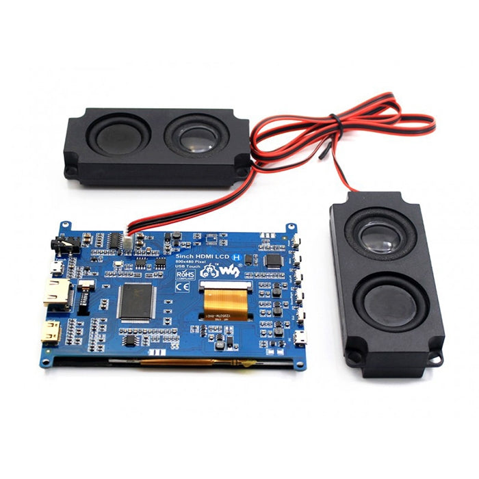 WAVESHARE 5 Inch HDMI LCD (H) 800x480 Touch Screen for Raspberry Pi Supports Various Systems, 5 Inch HDMI LCD (H)