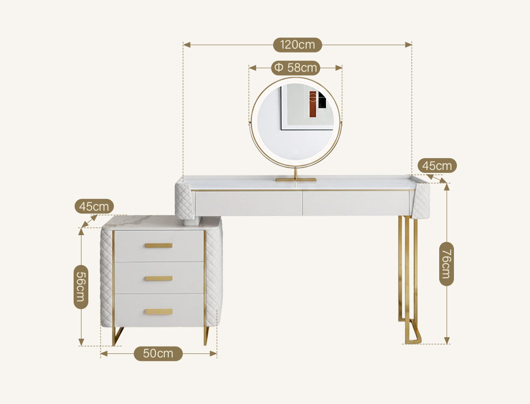 Duran Dressing Table With LED Mirror, Cream