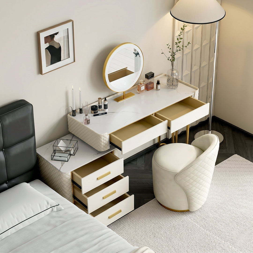 Duran Dressing Table With LED Mirror, Cream