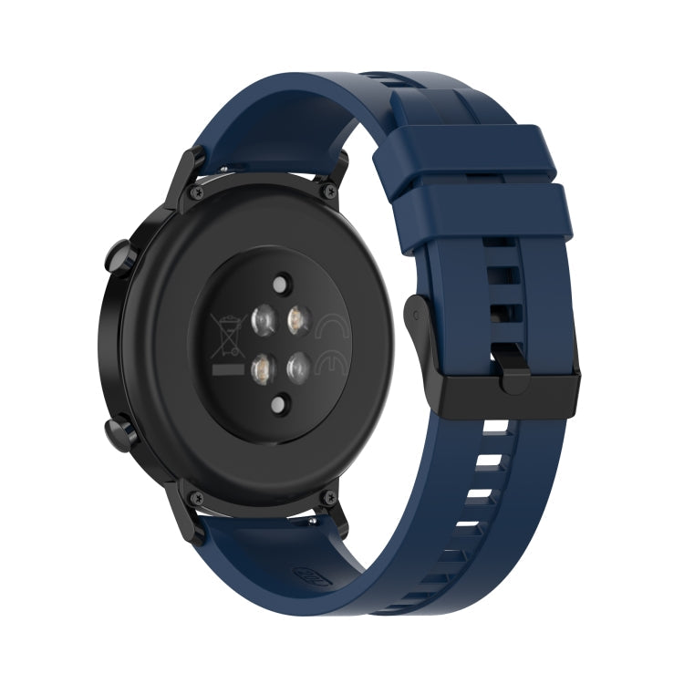 For Huawei Watch GT 2 42mm Silicone Watch Band with Black Buckle(Dark Blue)