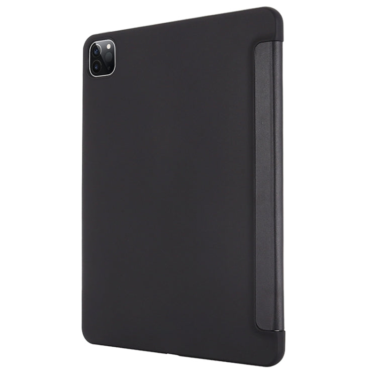 For iPad Pro 12.9 2022 / 2021 / 2020 / 2018 TPU Horizontal Flip Leather Tablet Case with Three-folding Holder(Black)