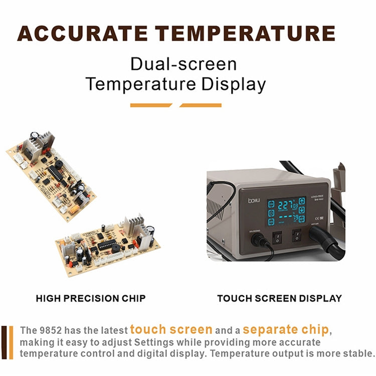 BAKU BA-9852 Digital ESD Hot Air Gun Soldering Station Welding Solder Iron