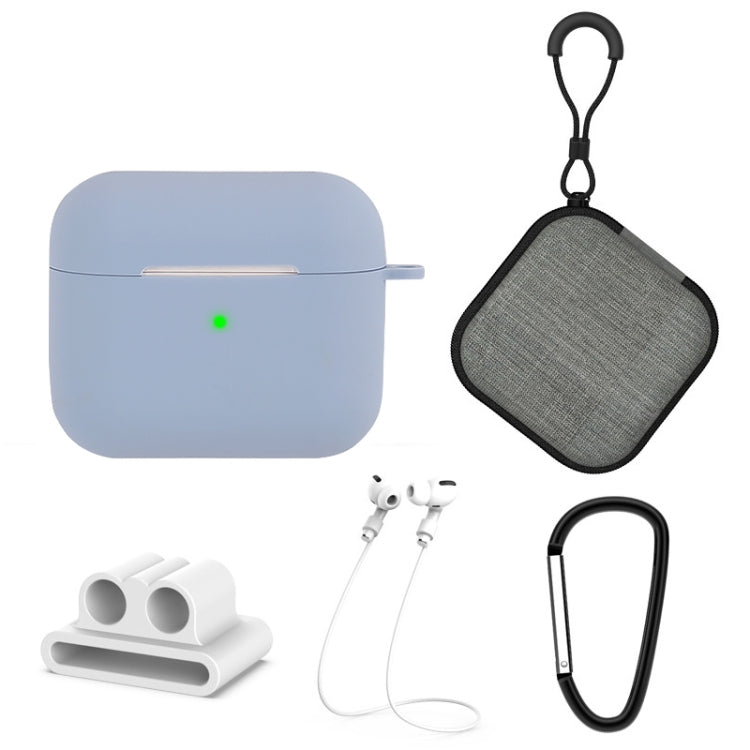 5 in 1 Silicone Earphone Protective Case + Earphone Bag + Earphones Buckle + Hook + Anti-lost Rope Set, For AirPods 3