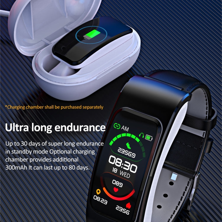 K60 1.08 inch Steel Band Earphone Detachable Life Waterproof Smart Watch Support Bluetooth Call, Steel Band (Black)