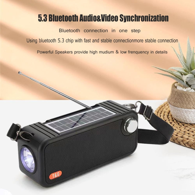 T&G TG637 Outdoor Portable Solar Power Wireless Bluetooth Speaker with FM / Flashlight / TF Card Slot(Blue)