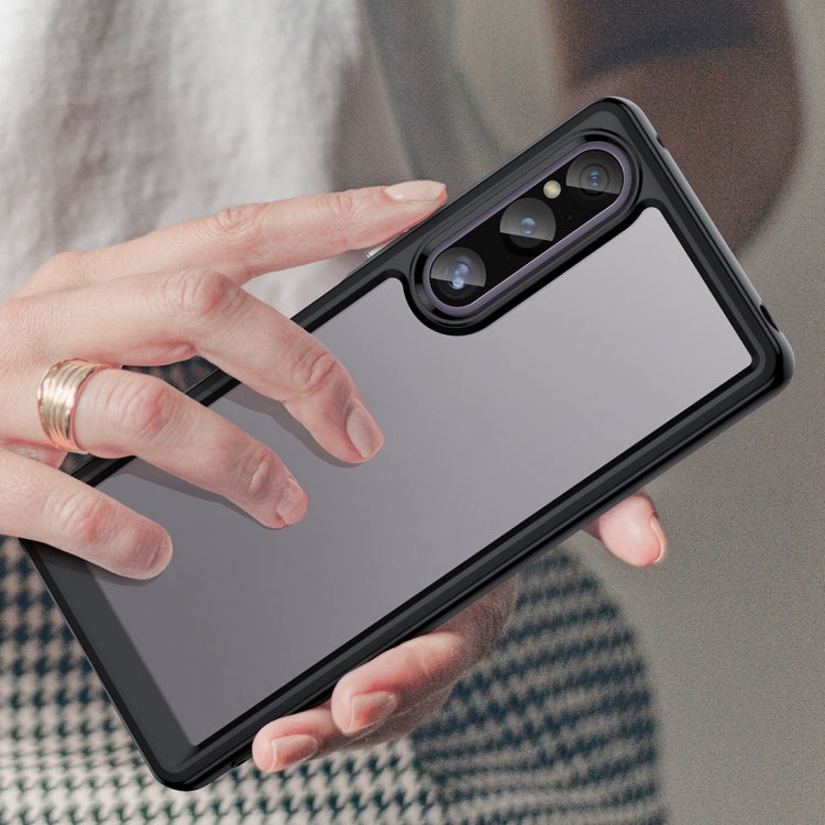 For Sony Xperia 1 V Colorful Series Acrylic TPU Phone Case(Black)