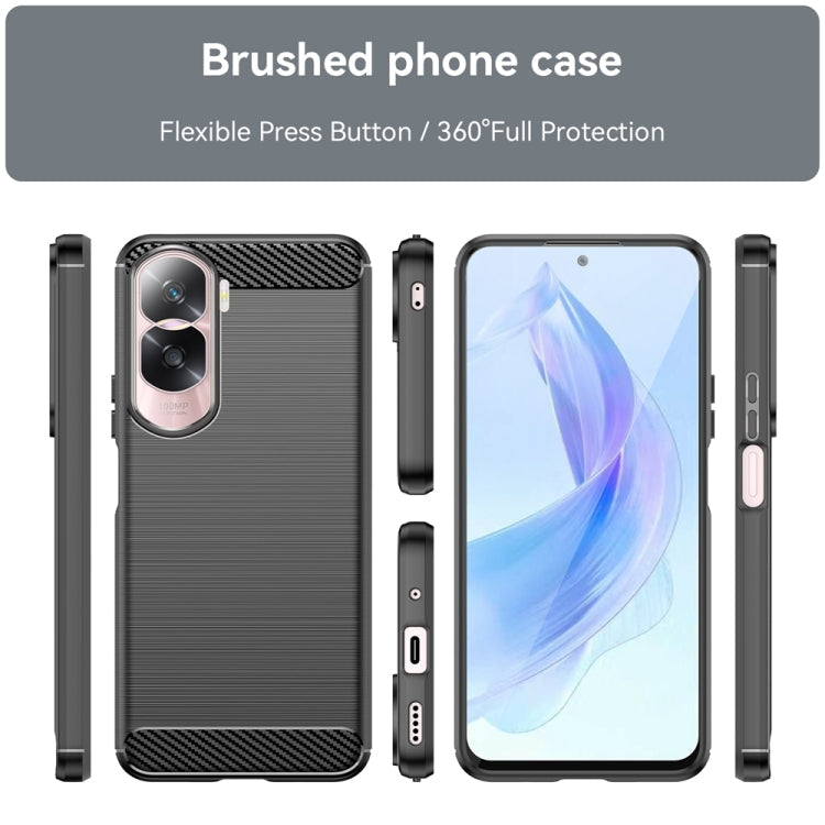 For Honor 90 Lite Brushed Texture Carbon Fiber TPU Phone Case(Black)